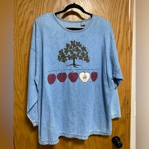 VINTAGE SUN BELT DENIM LADIES TOP - SIZE XL - EUC
